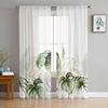 Watercolor Palm Green Leaves Plant Sheer Curtains for Living Room Decoration Window Curtain Kitchen Tulle Voile Organza Drapes