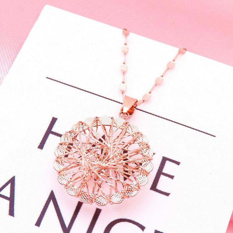 Purple Gold Round Brushed Pendant Fashion Temperament Rose Gold Plated Color Gold Necklace