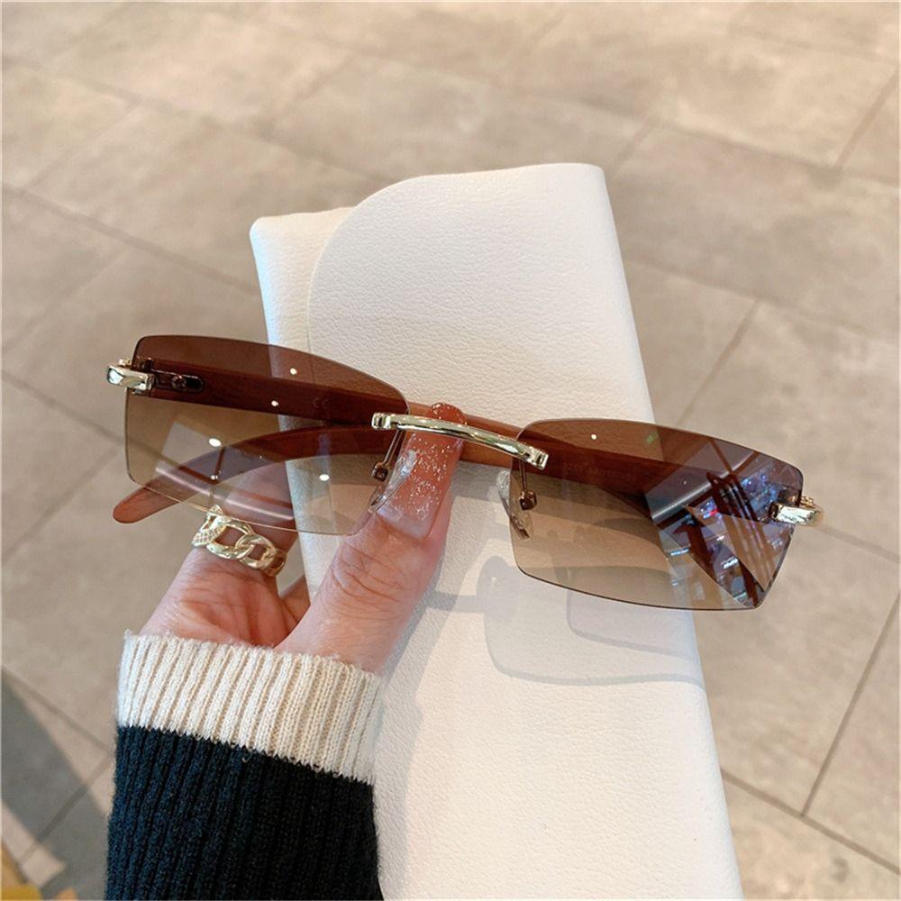 Gradient Punk Sunglasses UV400 Frameless Eyewear Vintage Driving Shades for Women & Men