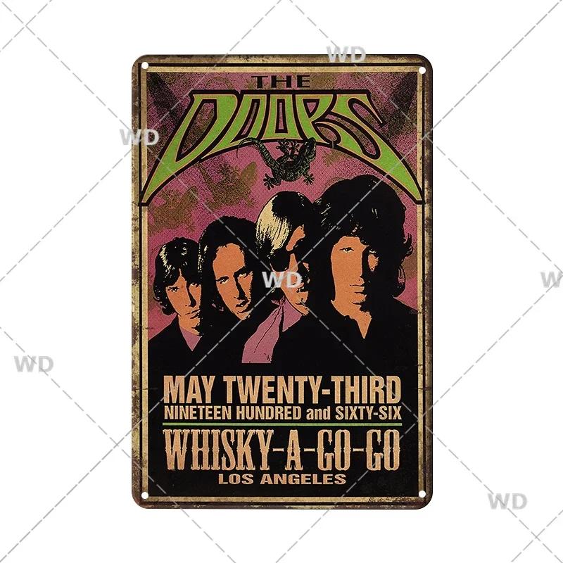 Retro Vintage Rock N Roll Zenekar Fémlemez Tábla - The Doors ZZTOP Queen Zenei Poszter, Faldekoráció Tábla
