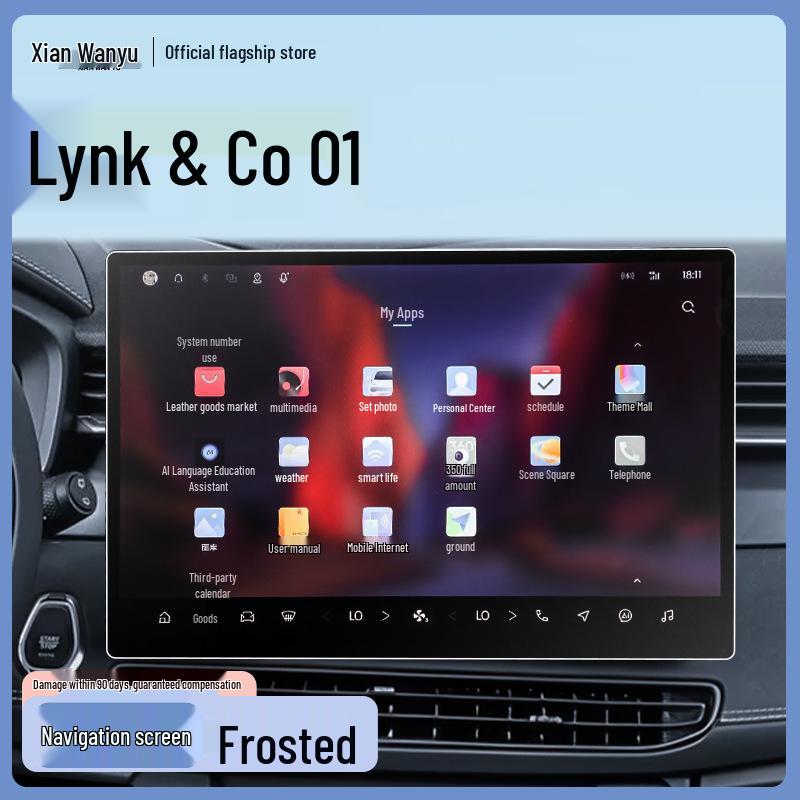 2025 Lynk & Co 01 Facelift Gehärtetes Glas Displayschutzfolie für Mittelkonsole & Navigation
