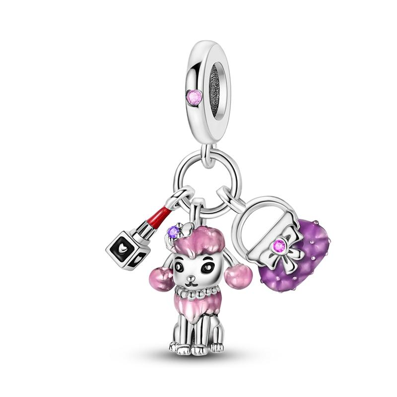 Copper Metal Butterfly Dragonfly Flower Pink Zircon Themed Sweet Charm Bead Components Bead Components Compatible With Pan Authentic Original