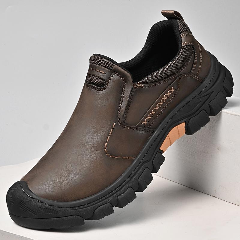 Classic Men Casual Leather Shoes Comfy Round Toe Dress Shoes Business Formal Shoe Outdoor Antiskid Flat Designer Wedding Loafers