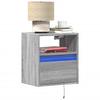 Vidaxl Hanging Nightstand With LED Lighting, Sonoma Grey Oak