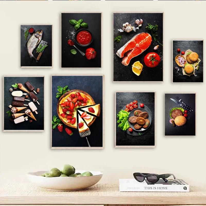Wandkunst HD Gedruckt Essen Küche Tafel Bilder Leinwand Klassische Heimzimmerdeko Pizza Modulares Gemälde Restaurant Cuadros