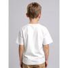 European Sizes Boys' Happy Face Pattern T-Shirt | White with Yellow Print, Soft Stretch Fabric, Crew Neck, Short Sleeves, Casual Summer Top