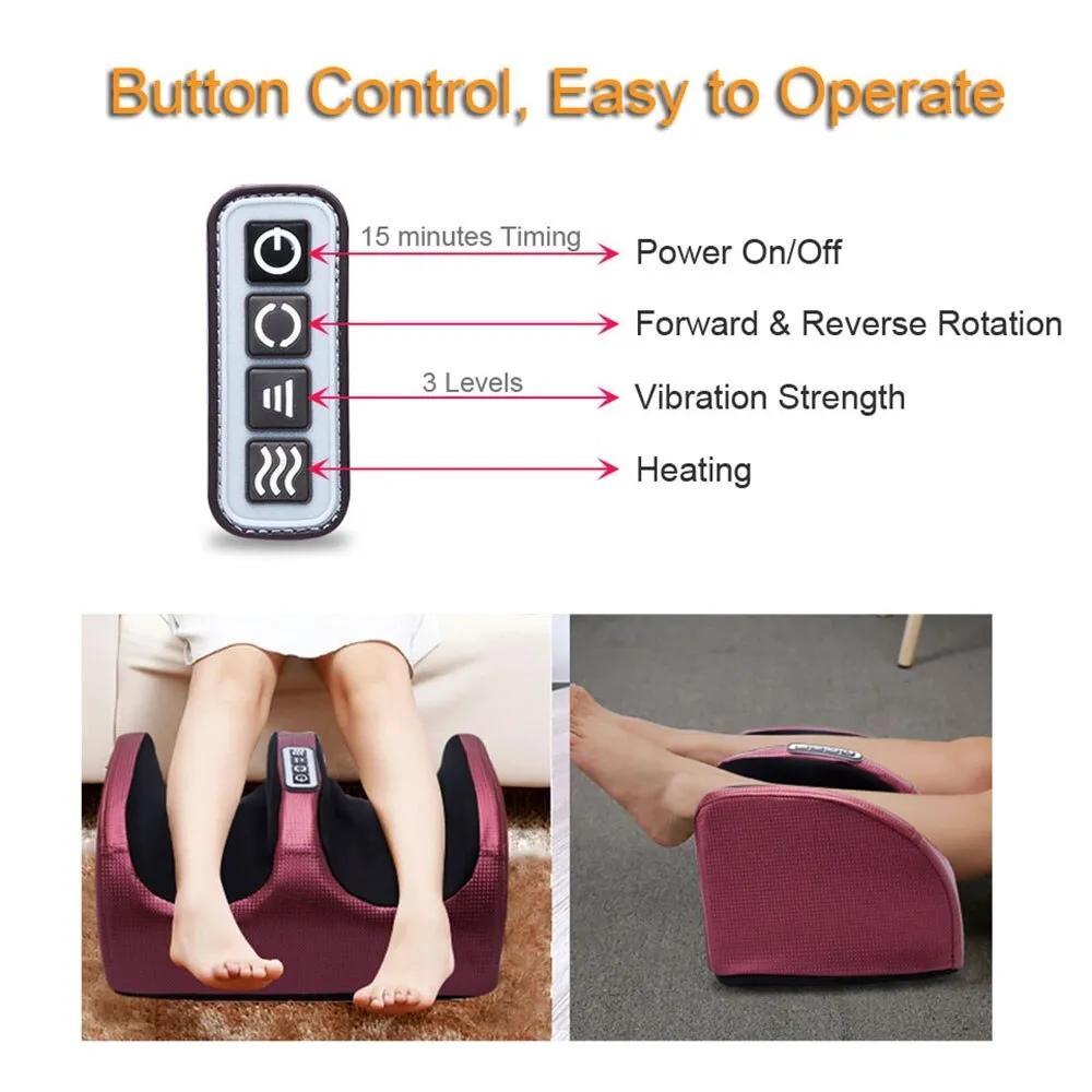 Hot Compression Electric Foot Massager Heating Therapy Shiatsu Kneading Roller Muscle Relief Fatigue Foot Massage Spa Machine
