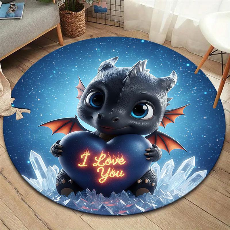 LovingDragon Round Area Rug,Carpet Rug for Living Room Bedroom Sofa Playroom Decor,Non Slip Floor Mat