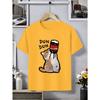 European sizes Cute Cat Balancing Drink Bottle Fun Print T-Shirt - Casual Versatile Top