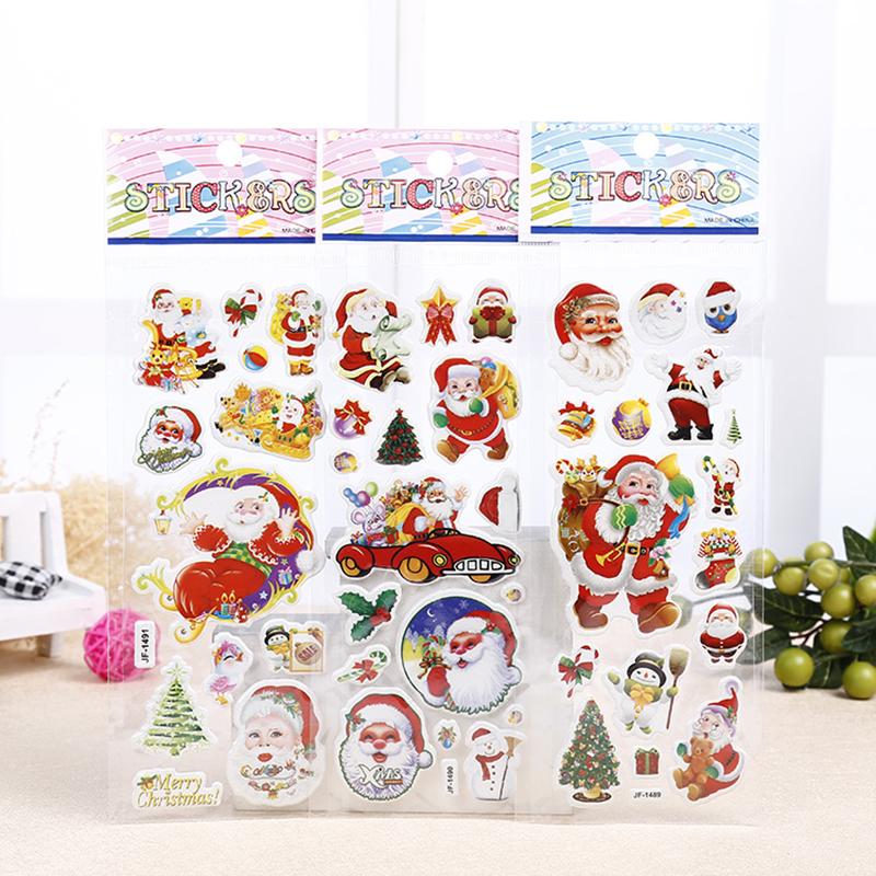 6/12 Sayfa Çocuk Şişkin Çıkartmaları Çocuk Doğum Günü Noel Hediyesi Kız Erkek Scrapbooking Çizgi Film Çıkartmaları Noel Baba TMZ
