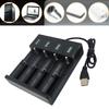 USB-drevet 1/2/4-spors 18650 batterilader for 21700 26700 14500 18500 26650 batterier med hurtiglading og automatisk avslåing