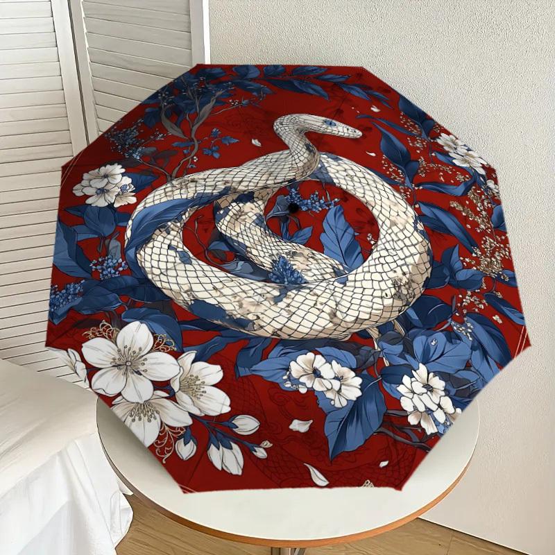 1PC Snake Flowers Umbrella-8-Rib Reinforced Portable Folding Travel Suitable for All Seasons Outdoor Daily Use Is an Ideal Choice  -K0416