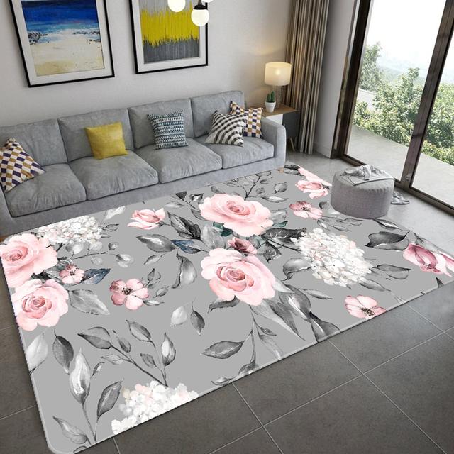 Floral Pattern Design Carpet Living Room Large Area Anti -Slip Carpet Bedroom Floor Mat Bedside Flower Mat Home Decor Accessories