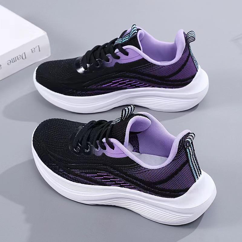 Women's Shoes Spring and Summer New Comfortable and Breathable Running Shoes Women's Thick-soled Lightweight Rebound Flying Woven Sports Shoes