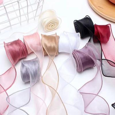 10 Yards Organza Ribbon Satin Solid Color Ribbon Roll DIY Craft Ribbon