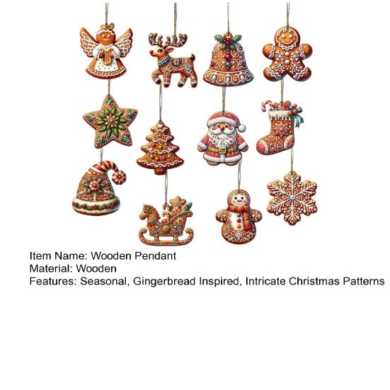 Lebkuchen-Anhänger aus Holz, Weihnachtsschmuck, Weihnachtsmann, Lebkuchenmänner, Hängedeko für den Weihnachtsbaumsims
