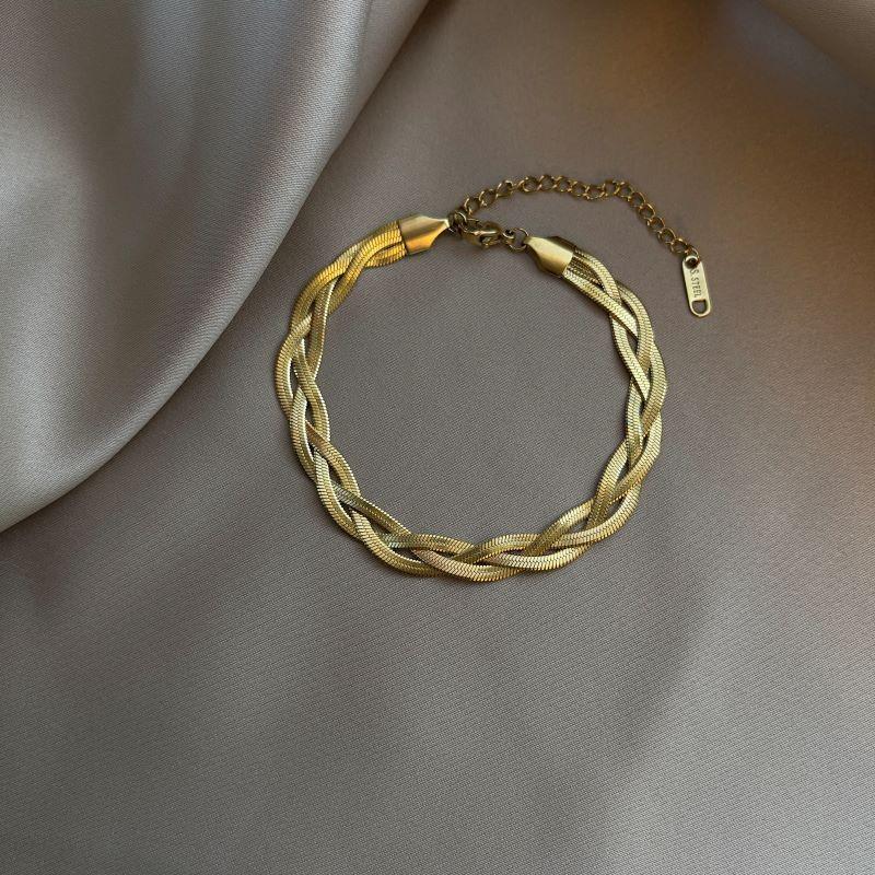 European-American Fashion Three-Layer Flat Snake Chain Layered Necklace for Women - Metal Cross Clavicle Chain