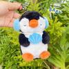 Cartoon Earphones Pingu Plush Keychain Funny Stuffed Penguin Toy  Backpack Charm