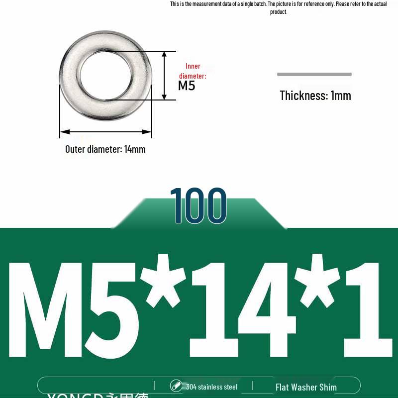 304 Stainless Steel Thickened Flat Washer / Ultra-thin Metal Gasket, Sizes M1.6-M10