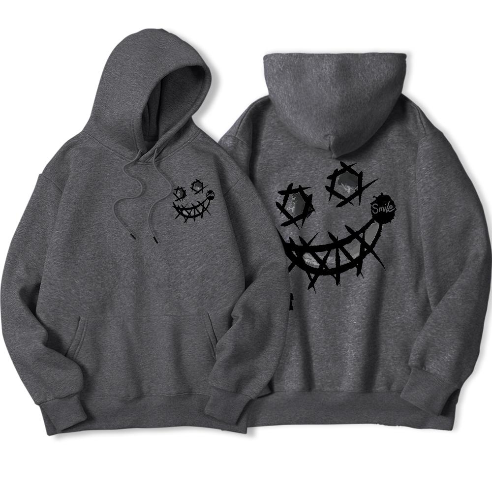 Please Smile, Okay Interesting Patterns Sweatshirt Men'S Harajuku Fashion Hooded Warm Casual Hoodies Autumn Oversize Tops