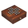 Solitaire Board Game Metal Balls Beads with Storage Drawer Solitaire Wooden Chinese Checker Game Brain Vita Unique Game for Child and Adults