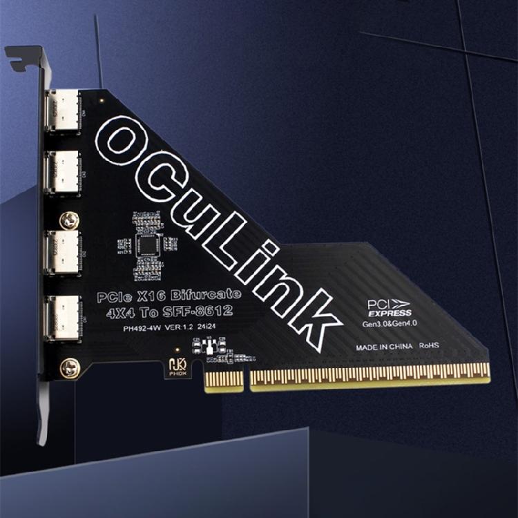 Desktop PCIe X16 To 4 Port PCIEX4X4X4X4 Split External SFF8612 Expansion Card 256Gbps for Video Editors and Gamers