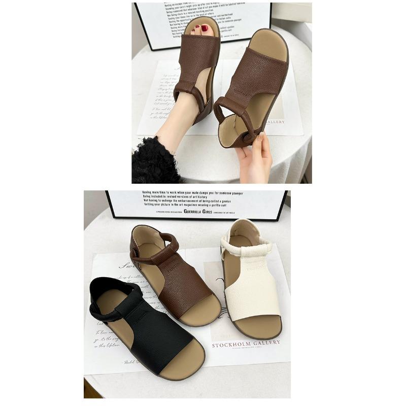 Flat Sandals Women Summer New One Strap Velcro Open Toe Sandals