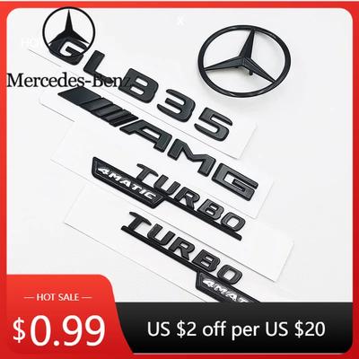 Autoaufkleber 3D ABS Schwarzes Logo GLB35 Buchstaben Turbo 4matic Emblem AMG Abzeichen Auto Hinterer Stern Aufkleber Für Mercedes Benz GLB35 AMG X247