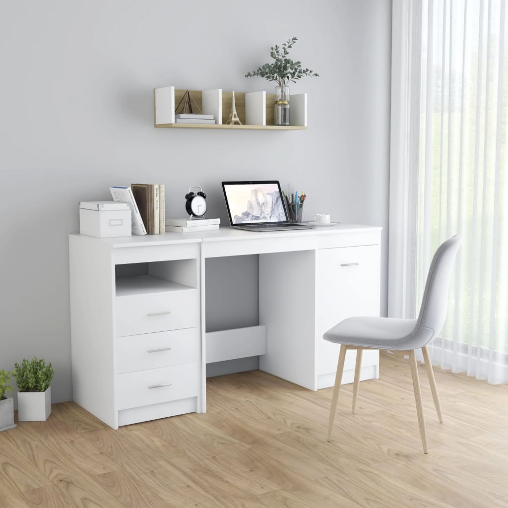 White Desk 140 X 50 X 76 Cm Particleboard
