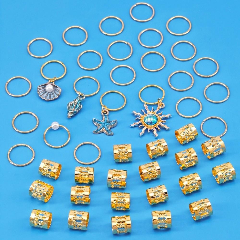 45Pcs Starfish Dreadlock Hair Accessories Blue Hair Beads Set Dreadlocks Braid Hair Rings  Headwear