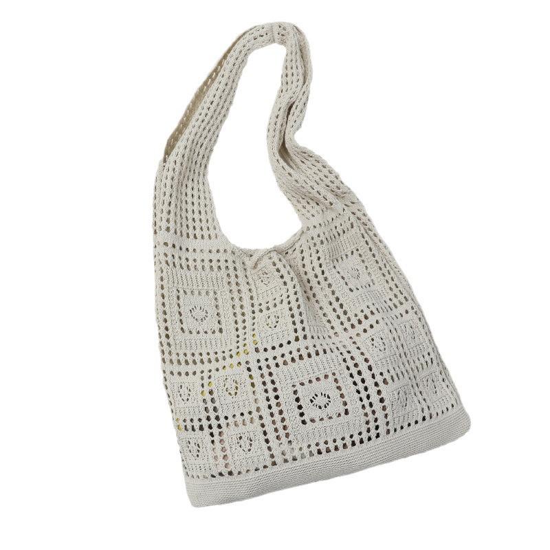 Borsa a Spalla in Rete Lavorata a Maglia da Donna Retro - Borsa a Mano Primavera/Estate