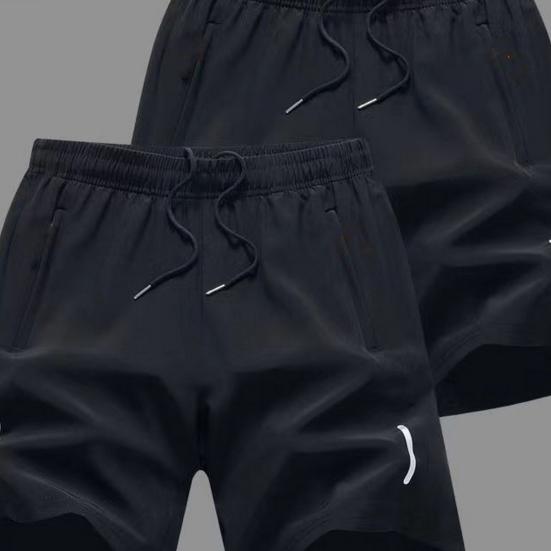 Pánské sportovní šortky Jednobarevné Rovné Elastický Pas Běžné Denní nošení Velká velikost Kapsy na zip Retro Tenká délka ke kolenům Letní šortky Muži Oblečení