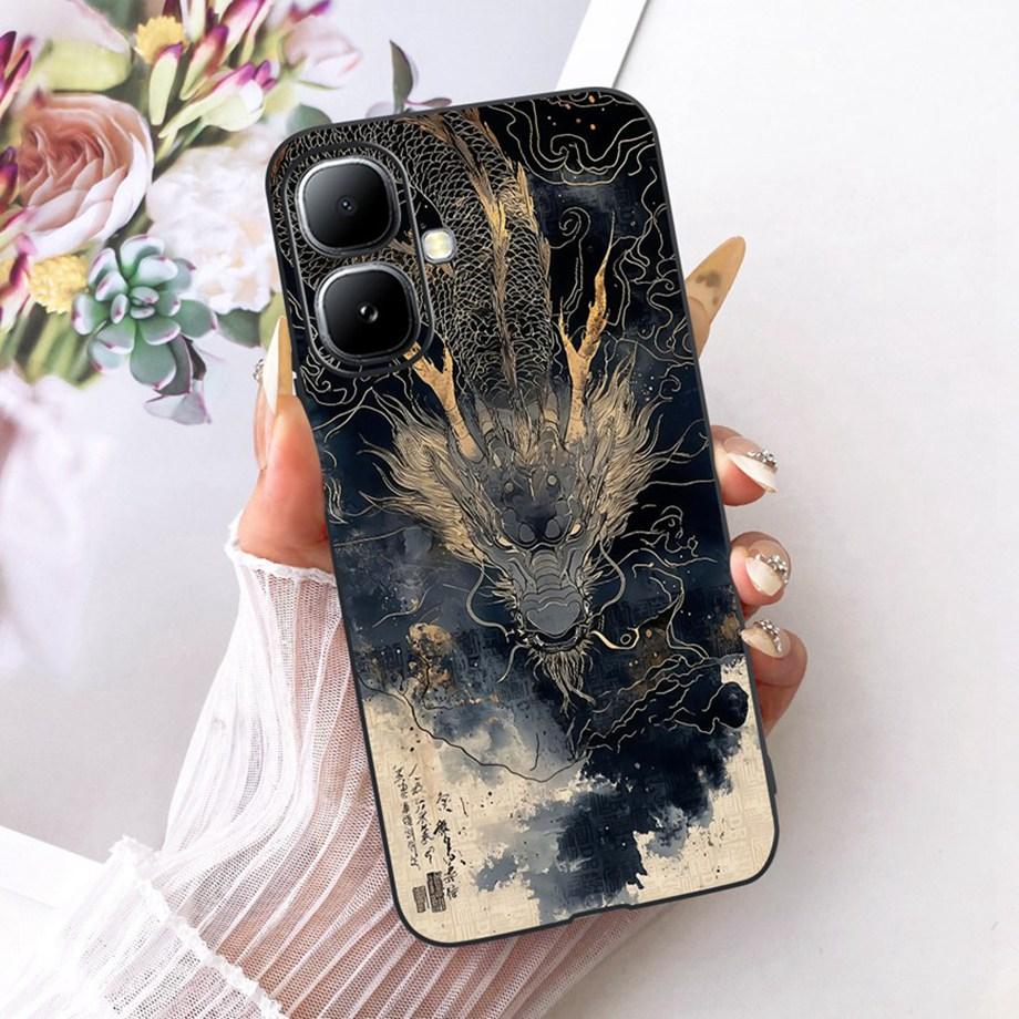 For Infinix Smart 20 4G X6840 Smart20 Phone Case Soft Black Silicone Cover Butterfly Dragon Cat Floral Painting Bumper Funda