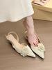 Fairy Green Rose! Gentle Satin Rose Bag Head Empty Sandals Women's Spring Stiletto Shoes