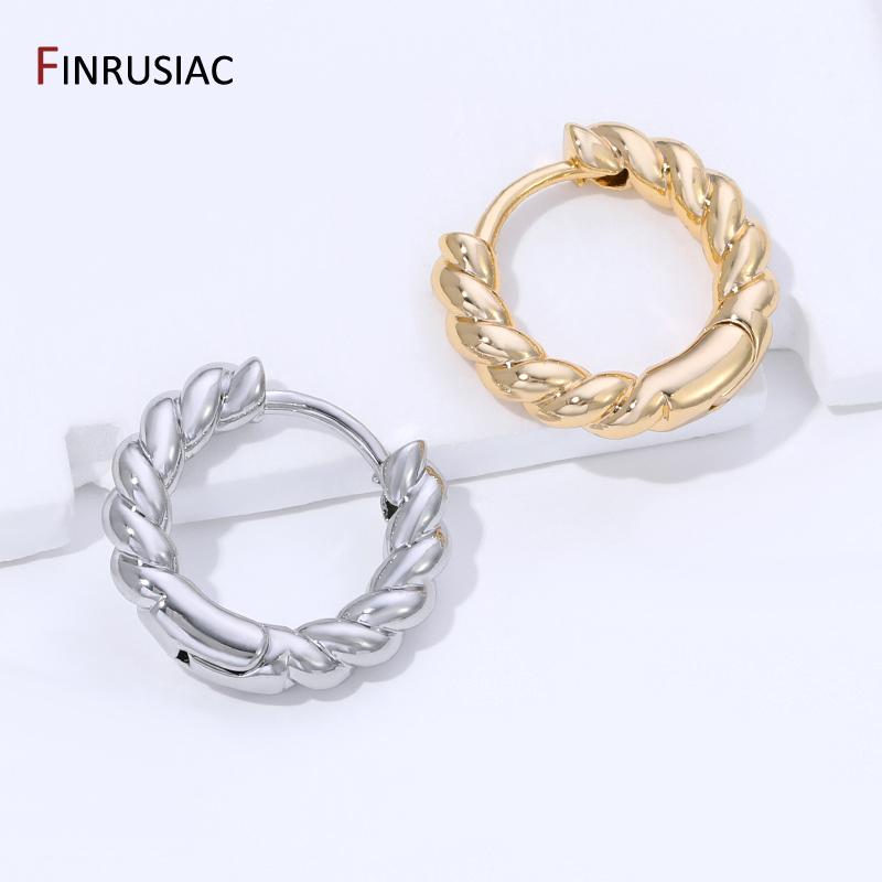 14K Gold Plated Brass Round Hoop Earring For Women Girls Fashion Circle Ring Earrings Wedding Party Gifts