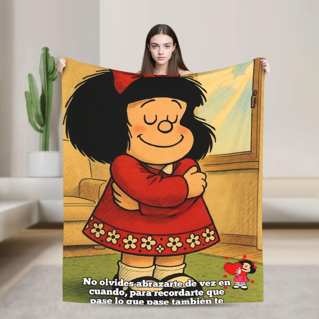 Mafaldas Cartoon Soft Blanket Travel Plush Throw Blanket Print Couch Chair Flannel Bedspread Sofa Bed Cover