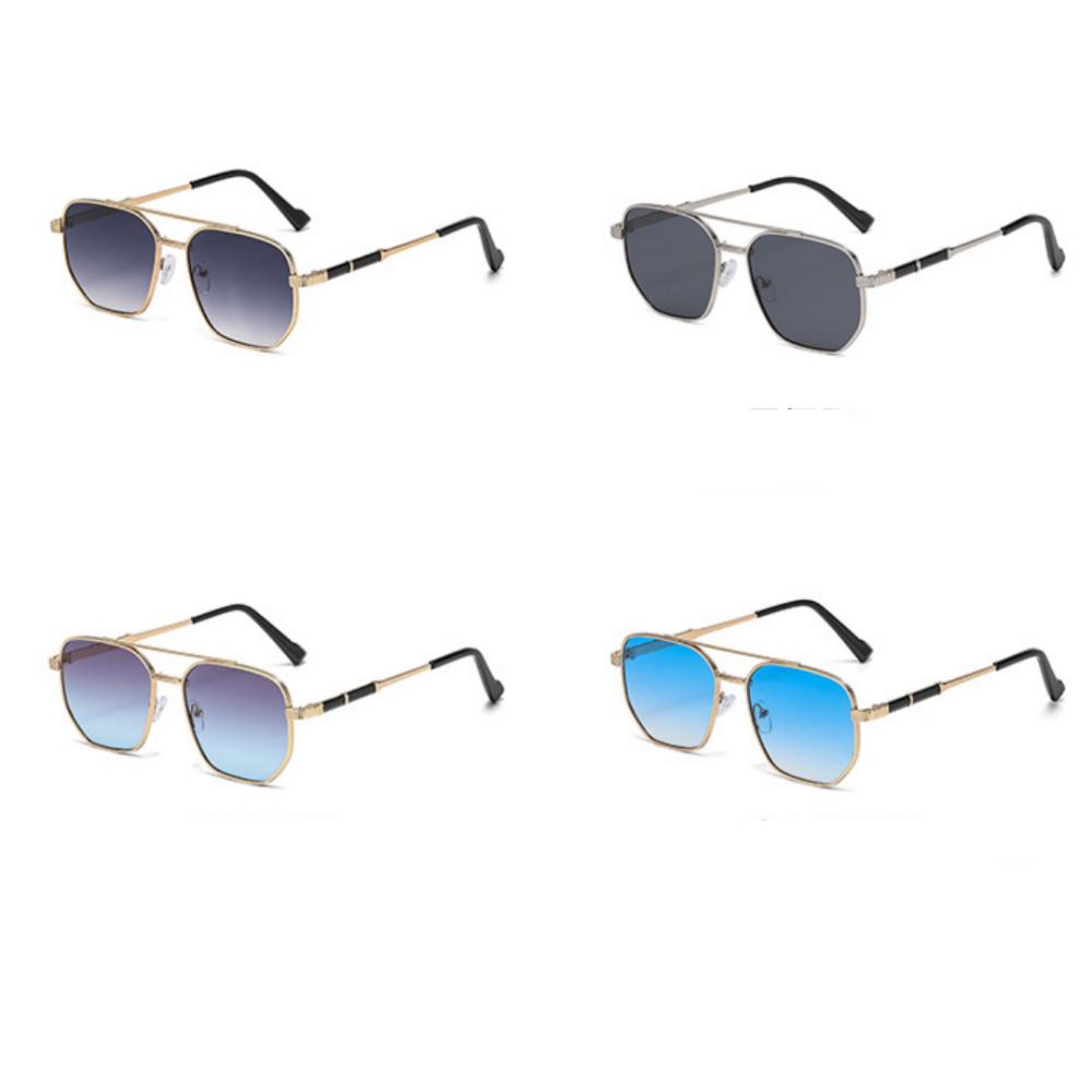 Square Sunglasses Versatile Uv Eyewear Double Bridge Sunglasses Comfortable Metal Frame Sunglasses For Sunny Day Beach City