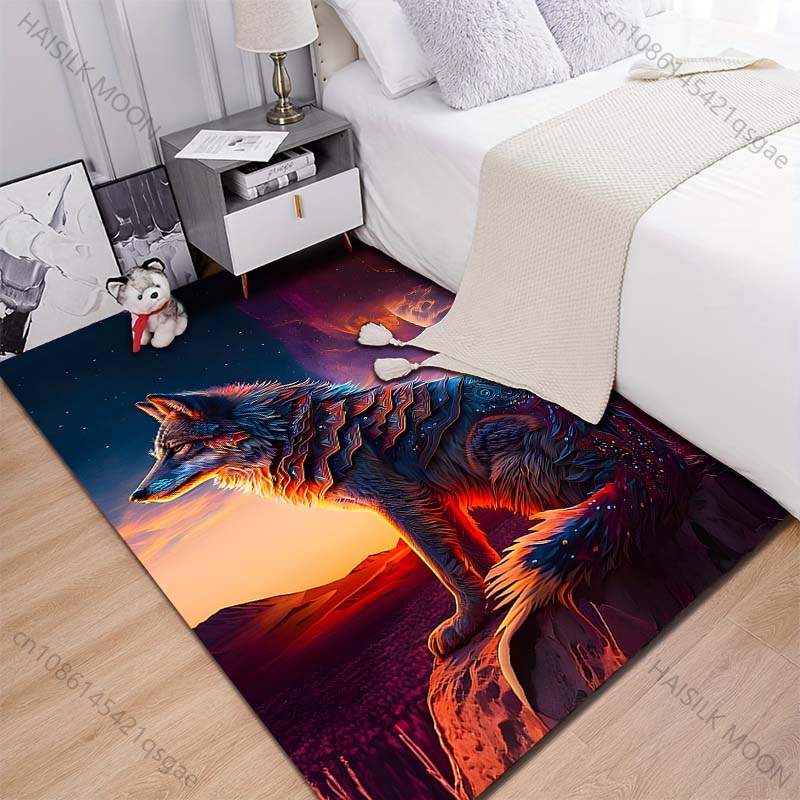 New Product Wolf On Sunset Cliff Carpet for Living Room Bedroom Bedside Floor Mat Cloakroom Kids Play Mat Area Rug Large Size