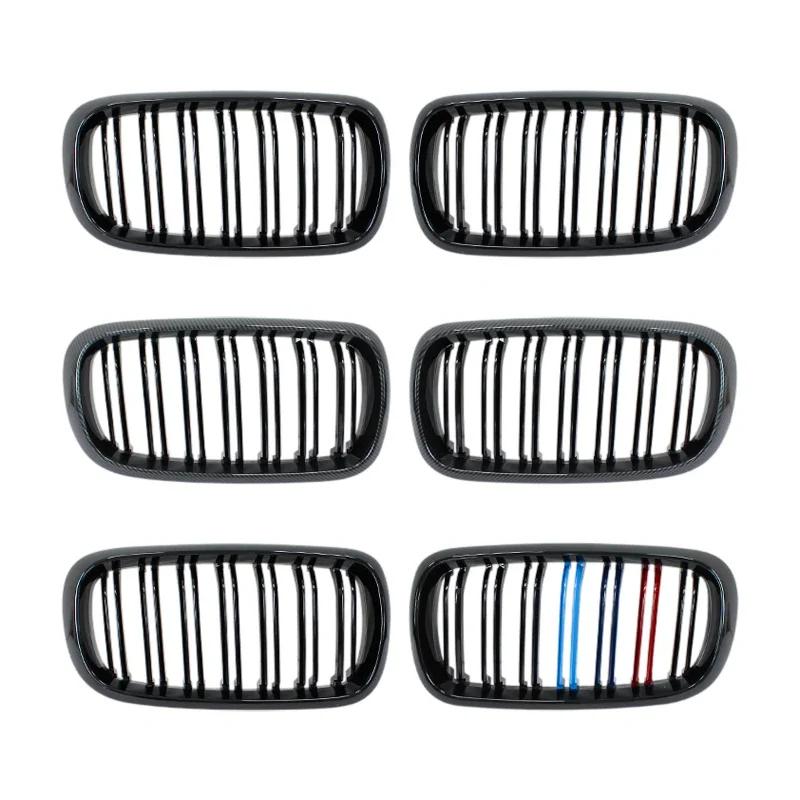 Glänzendes Schwarz Carbon-Stil Frontniere Doppelsteg-Grill für BMW X5 F15 X6 F16 X5M F85 X6M F86 Autozubehör