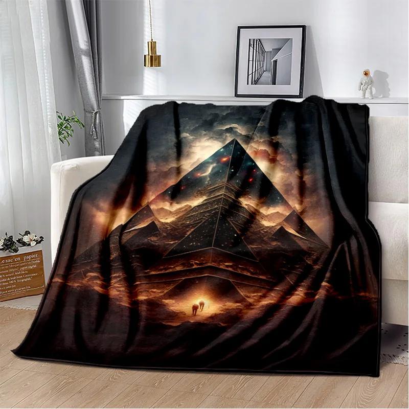 Egyptisch Piramide Ontwerp Plaid Zacht Gezellig Deken voor Huis Slaapkamer Bank Picknick Reizen Kinderen Dek