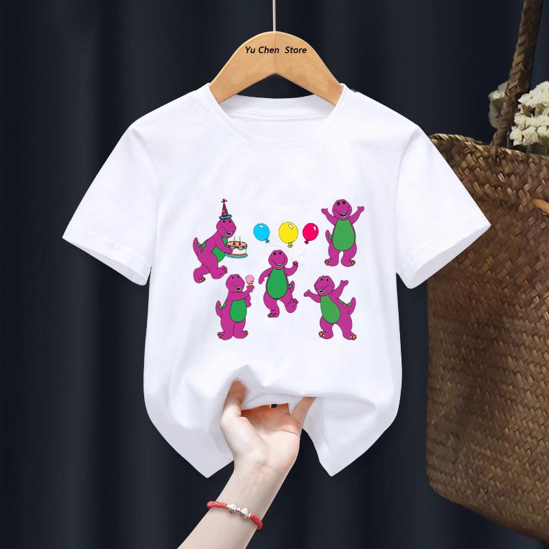 2026 New Dinosaur Barney Friends Boys and Girls T-Shirt Cartoon Animation Children's Fashion Cute Clothing