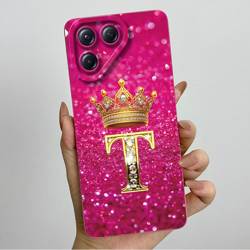 For Tecno Pova 7 Neo Phone Case Crown Initial Letters Liquid Silicone Dustproof Full Protection For Tecno Pova 7Neo Funda Coques