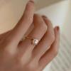 Bamboo Pearl Imitation Open Ring: Chic Design for Women - High-End Fashion Index or Pinky Ring.