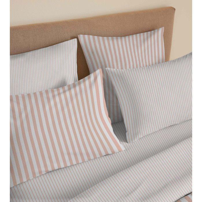 Pack complet housse de couette réversible "Vanessa" 6 pièces pour lit 180 x 200 "King Size" Palerme Blush
