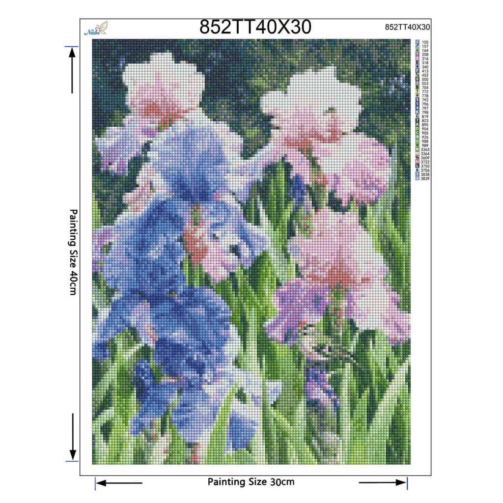 Full Round Drill Diamond Painting Embroidery Iris Flower & Birds Cross Stitch Rhinestone Home Decor