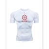 Heren Unity Ruwe Print Compressie T-shirt, Wit Sneldrogend Korte Mouw Sportschool Training Tee, Kersenbloesem Logo Atletisch Fitness Training Top