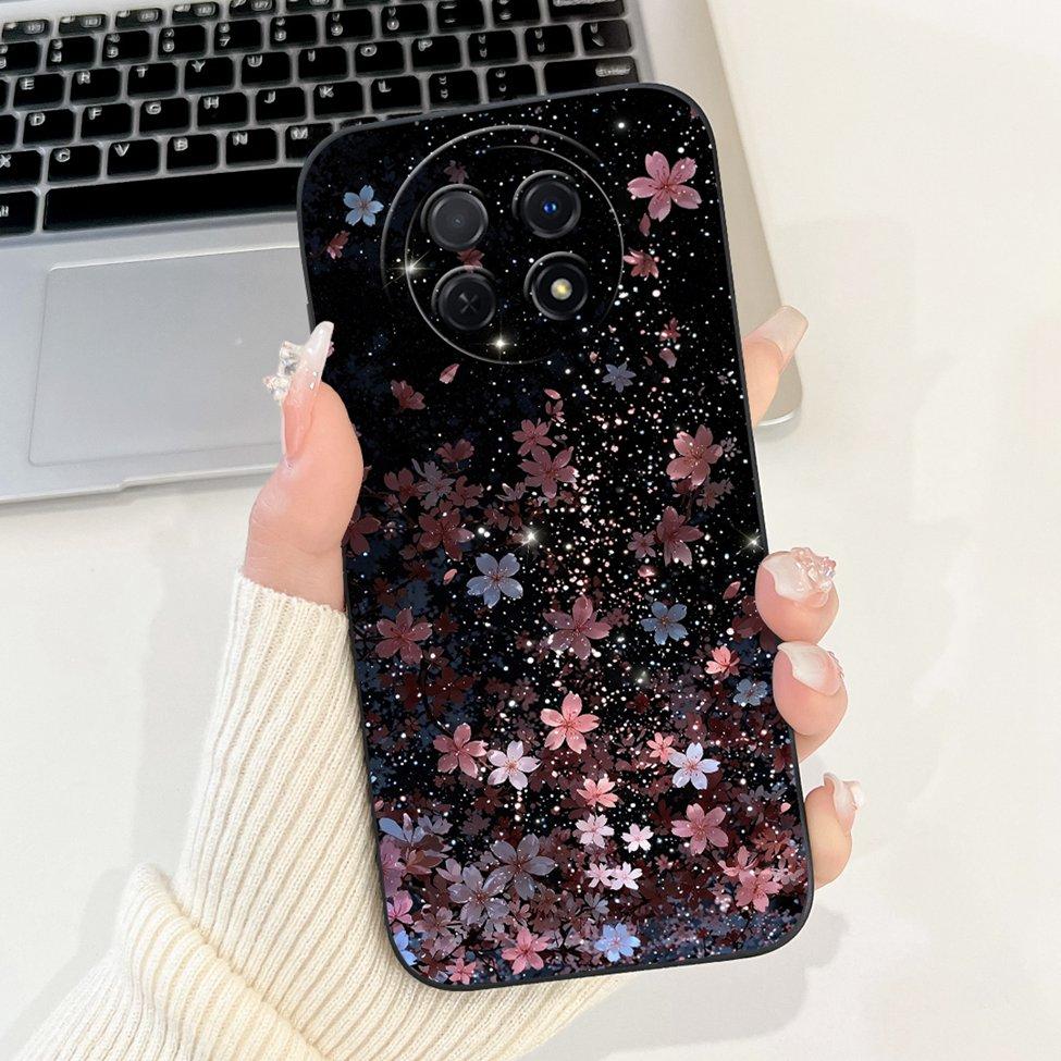 For Realme 12 5G Case For Realme 12X 5G Cover RMX3998 Luxury Fashion Flowers Kawaii Girl Cute Cat Shockproof Phone Case Funda