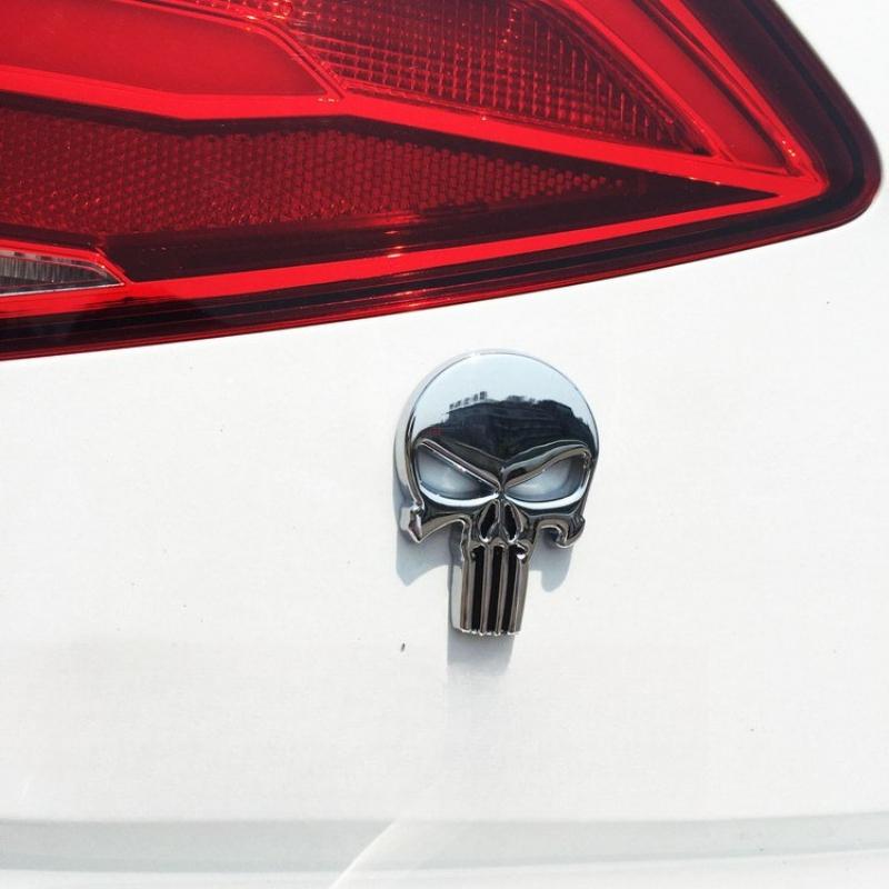 1PC 3D Metal Punisher Skull Skeleton Head Emblem Sticker Modified Scratch Fuel Tank Sticker Decoration Car Accessories
