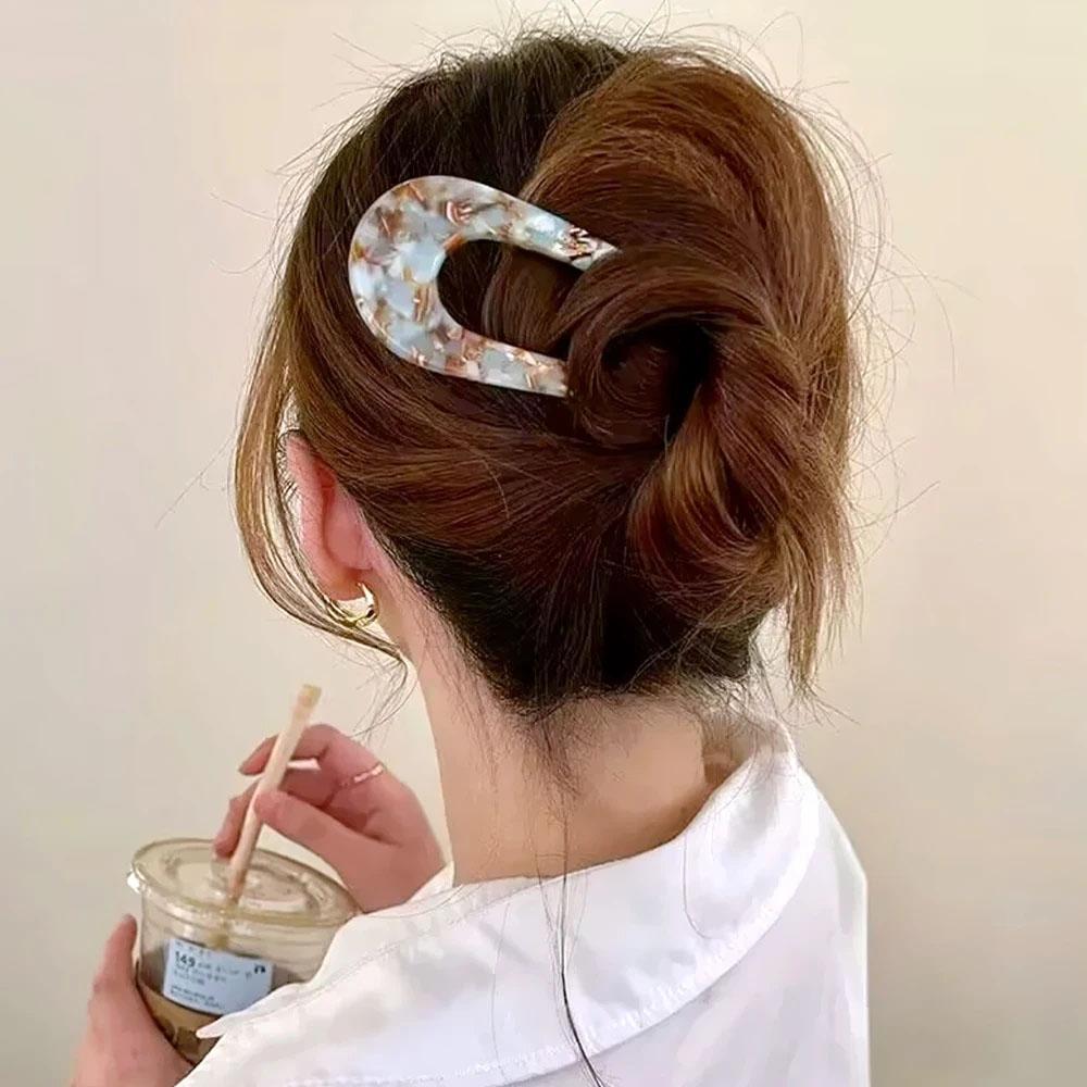 Palillo para el pelo en forma de U Pasador de pelo vintage francés Accesorios para el pelo de acetato para mujer Herramienta para peinado retro DIY Nuevos pasadores de pelo Nuevos