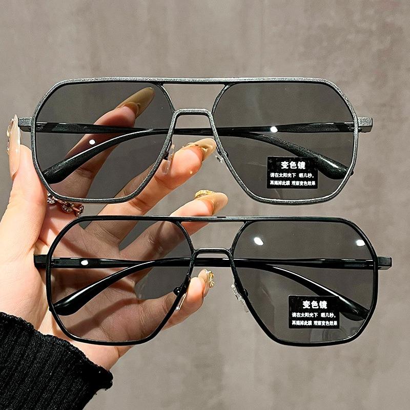 2PCS Fashion Retro Square Men's And Women's Sunglasses Korean Version Personality Sun Shade Large Frame Sunglasses